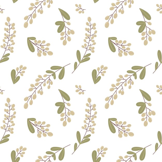 Patrón de baya de vector transparente con hojas Fondo botánico brillante