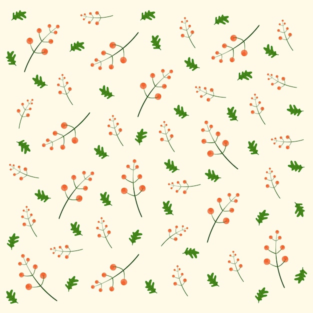 Un patrón de bayas y hojas.