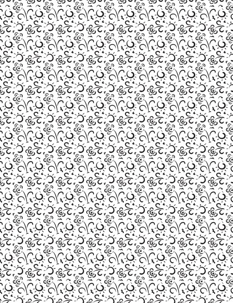 Patrón blanco y negro sin costuras con flores