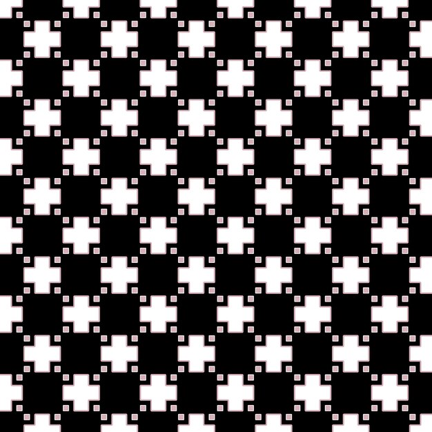 Un patrón blanco y negro con cruces blancas.