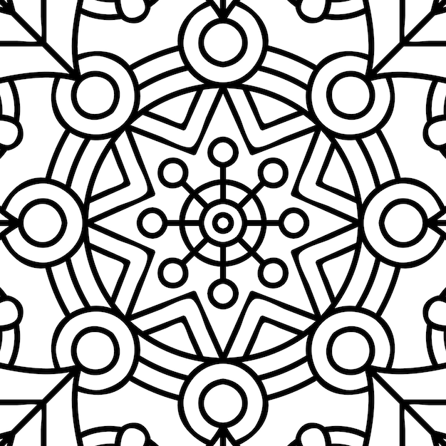 un patrón en blanco y negro con un diseño geométrico blanco en el medio