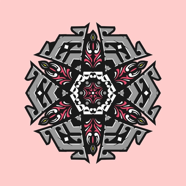 Un patrón en blanco y negro con un diseño en rojo y negro sobre un fondo rosa.
