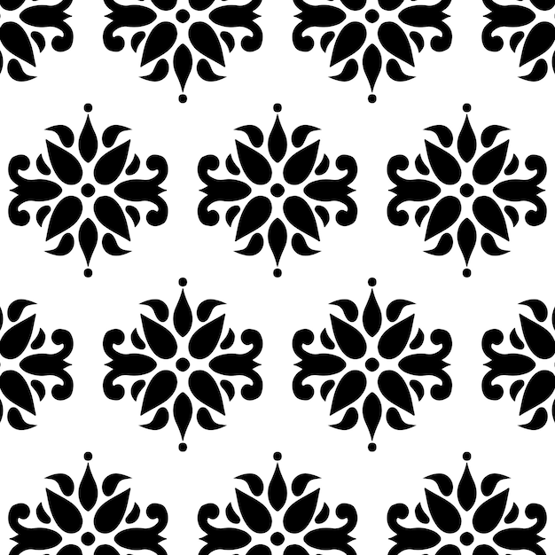 Patrón blanco y negro con un motivo floral.