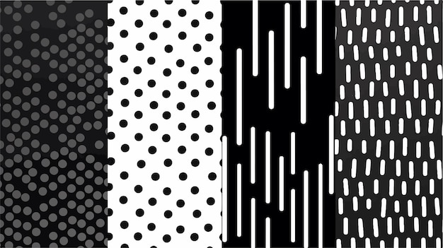 un patrón en blanco y negro con puntos y puntos blancos
