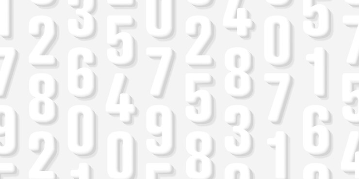 Vector patrón blanco con números 3d blancos letras de luz y sombra formando fondo de papel tapiz de textura