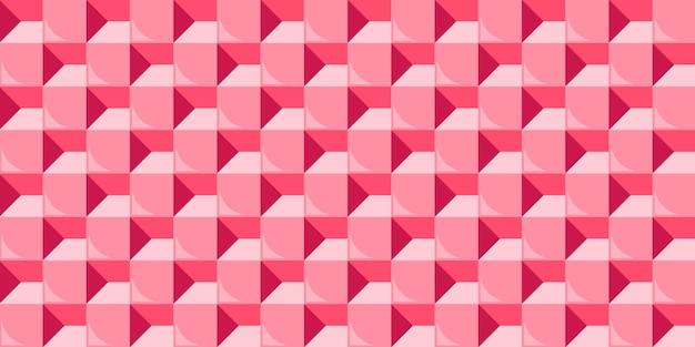 Patrón de bloques tumbados 3D sin costura Fondo de medio tono rosa