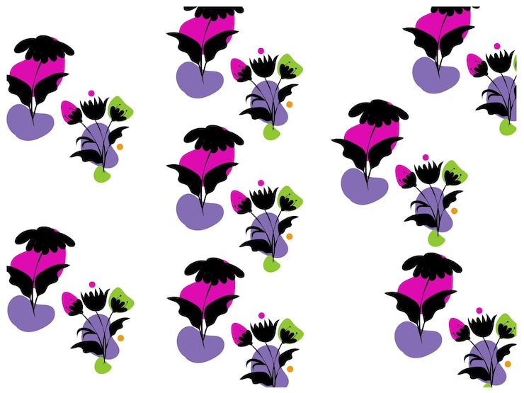Vector patrón bonito con mariposas de colores y flores azules