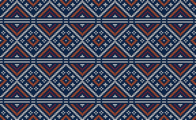 Patrón de bordado blanco y naranja Fondo diagonal de punto Vector Textura de repetición azteca