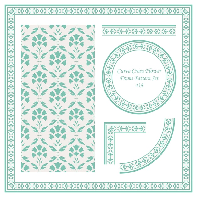 Patrón de borde vintage de flor de cruz curva