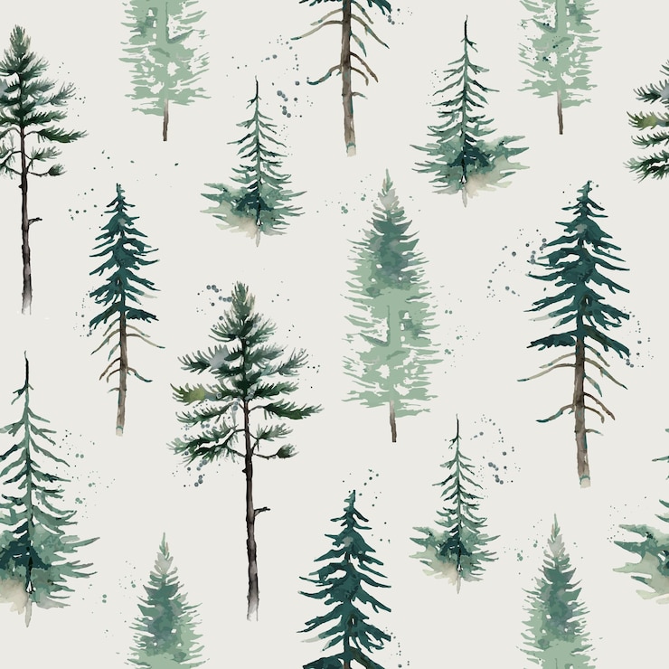 Vector patrón de bosque sin costuras en estilo acuarela