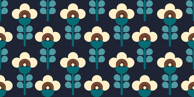 Patrón botánico sin costuras de flores geométricas Diseño para tela de cartel impreso de volantes de pancartas
