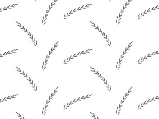 Patrón botánico sin costuras de ramas de hierbas dibujadas a mano en un diseño minimalista de color pastel