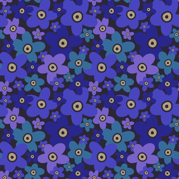 Patrón botánico transparente de vector flores modernas y atrevidas fondo interminable floral de color brillante