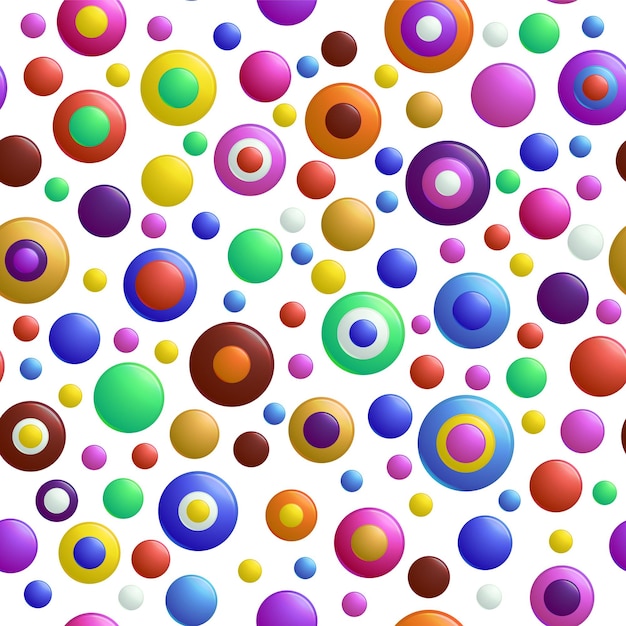 Un patrón de botones volumétricos multicolores. Para impresión y decoración. Ilustración vectorial.