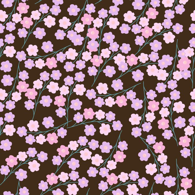 patrón brillante de flores simples patrón sin costuras de plantas en colores pastel ilustración vectorial