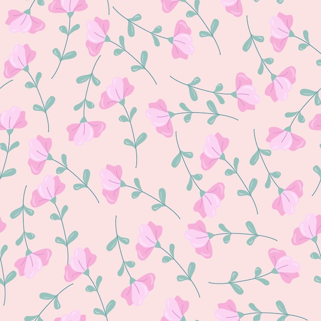 patrón brillante de flores simples patrón sin costuras de plantas en colores pastel ilustración vectorial