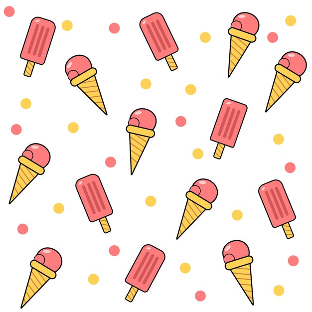 Patrón brillante con helado sobre un fondo blanco. ilustración vectorial
