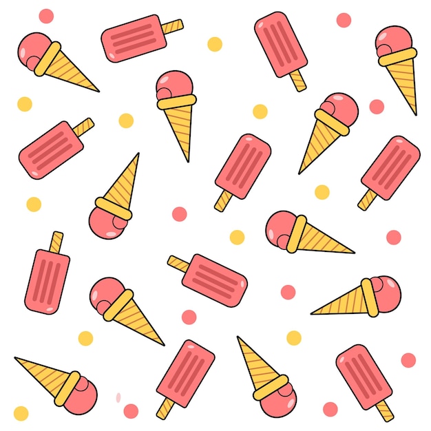 Patrón brillante con helado sobre un fondo blanco. ilustración vectorial