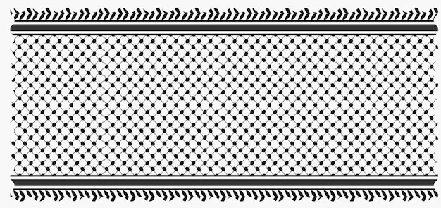El patrón de la bufanda de Palestina árabe Kufiya negra Símbolo tradicional Ilustración vectorial