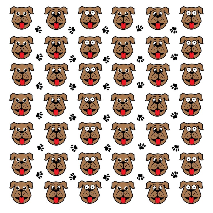 Vector un patrón de un bulldog con una huella de pata.