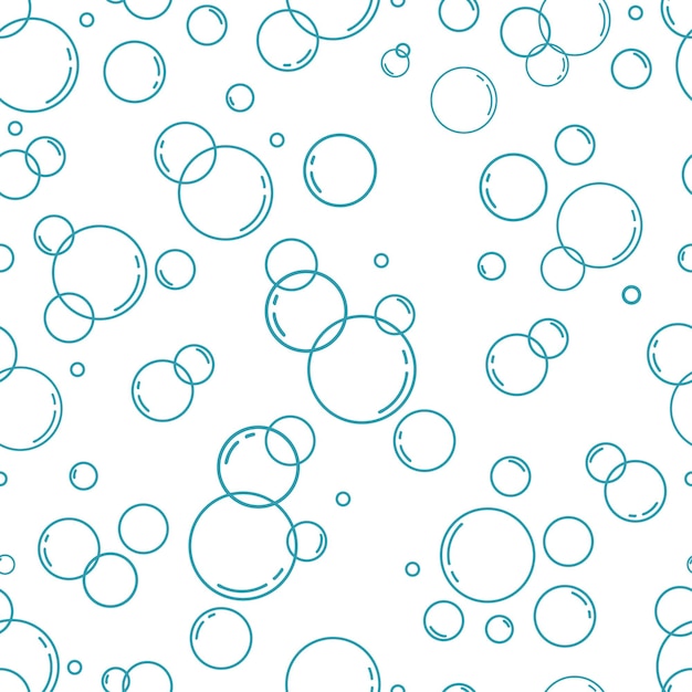 Patrón de burbujas de agua Vector aislado de gotas de agua con burbujas brillantes de estilo boceto de línea dibujado a mano
