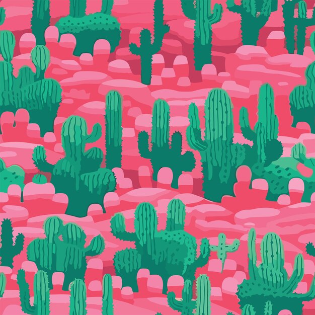 Vector patrón de cactus colorido sin costuras