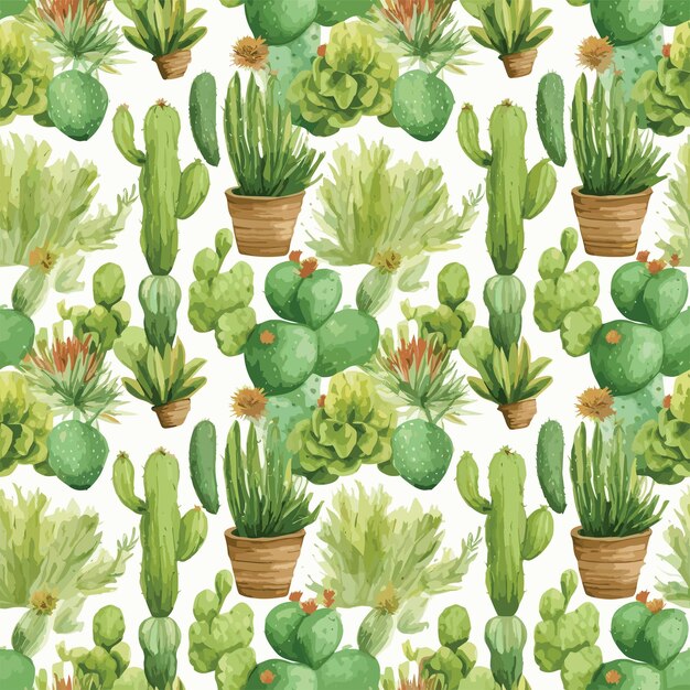 Vector patrón de cactus colorido sin costuras