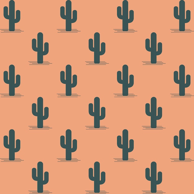 patrón de cactus sin costuras en fondo de coral con vibraciones del suroeste