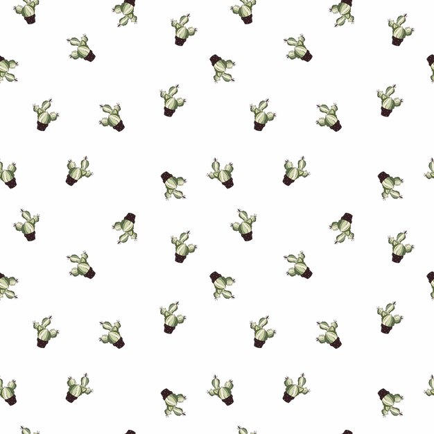 Patrón de cactus sin costuras Mano repetitiva dibujar objetos de color rosa verde amarillento y negro