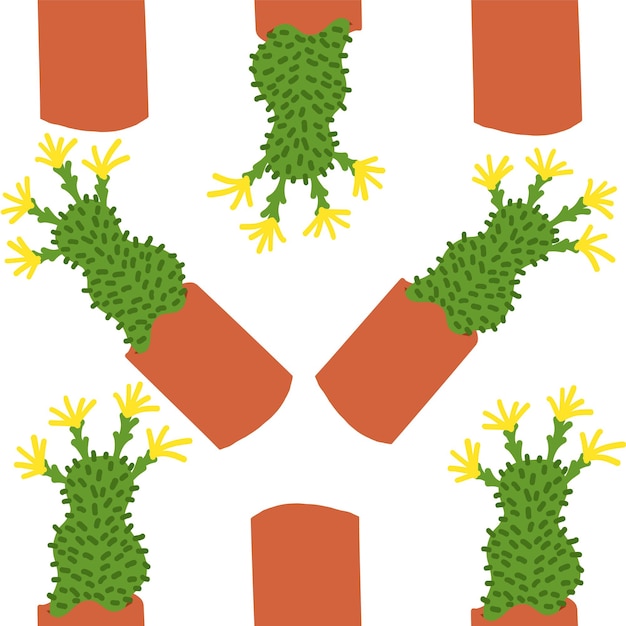 Patrón de cactus en estilo de dibujos animados