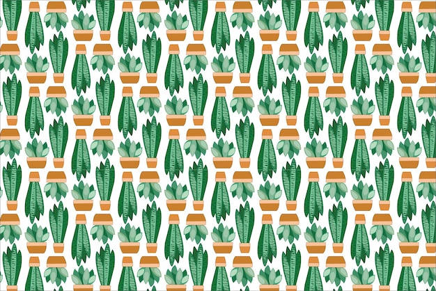 Vector patrón de cactus plano dibujado a mano