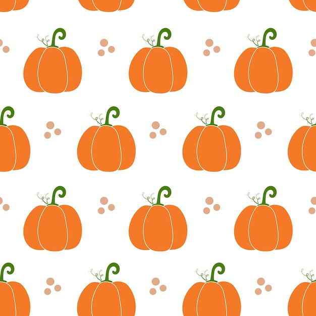 Patrón de calabaza transparente de vector Ilustraciones de simpe repetidas y puntos Patrón de cosecha en blanco