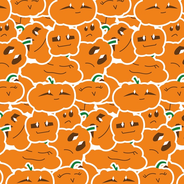 Vector patrón de calabazas lindo para textiles emociones de calabaza gráficos vectoriales fondo encantador