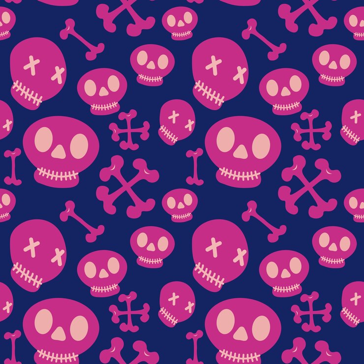 Patrón de calaveras de halloween lindo con colores femeninos