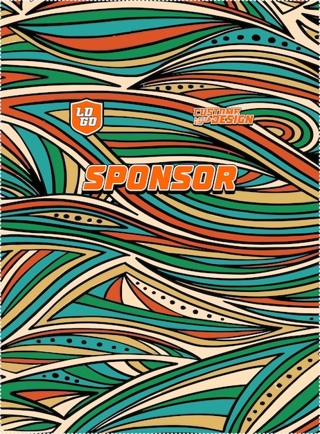 El patrón de la camiseta es deportivo, el fondo es abstracto, el casual es retro.