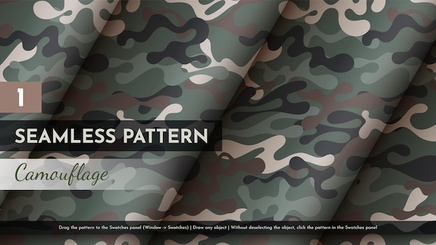 Patrón de camuflaje sin costuras Ilustración de guerra Textura militar tradicional Fondo moderno del ejército