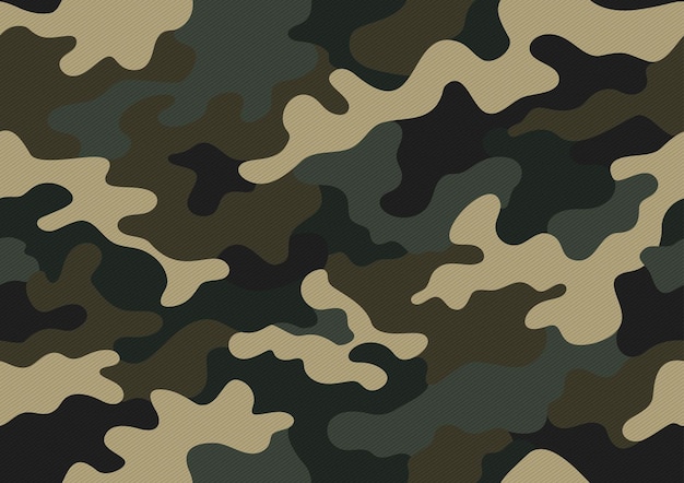 patrón de camuflaje fondo militar con textura de tela vector sin costuras verde beige colores negros