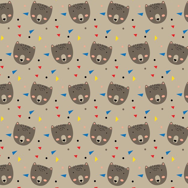 Patrón de cara de oso lindo