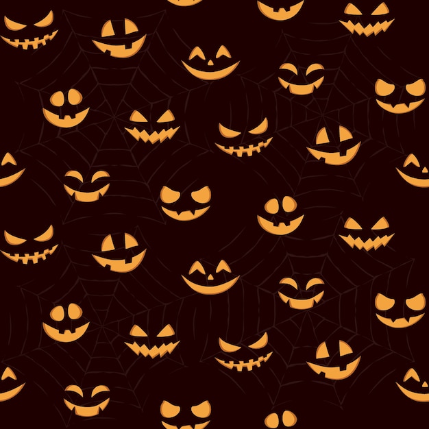 Patrón de caras de calabaza tallada de Halloween