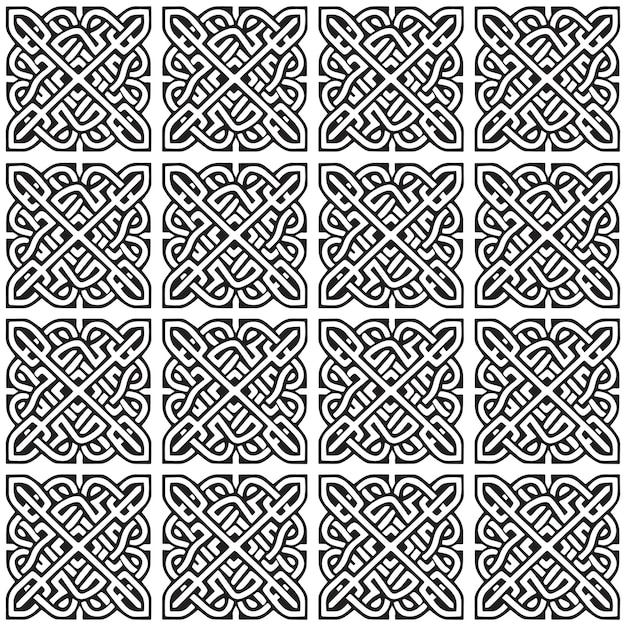 Patrón celta sin costuras Abstracto papel pintado geométrico vintage Ilustración vectorial en blanco y negro