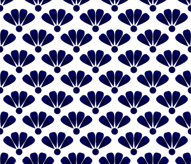 Patrón de cerámica flor azul