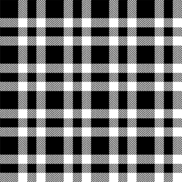 Patrón de cheques a cuadros en blanco y negro Textura de tela sin costuras Impresión textil de tartán