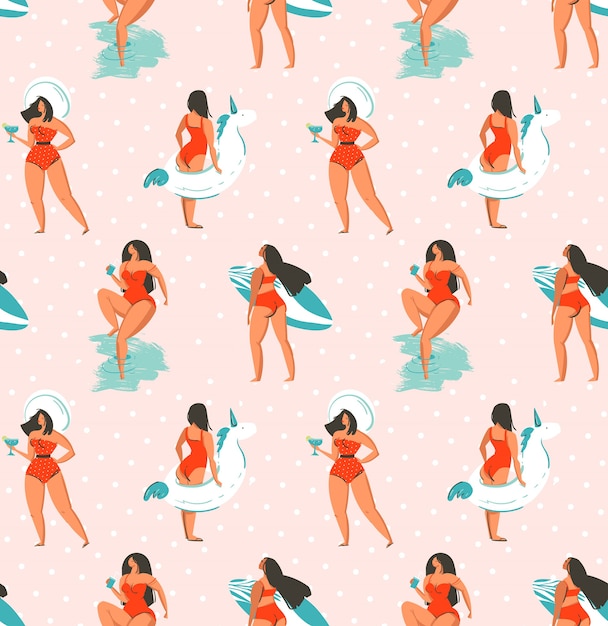 Patron para chicas de verano dibujado a mano
