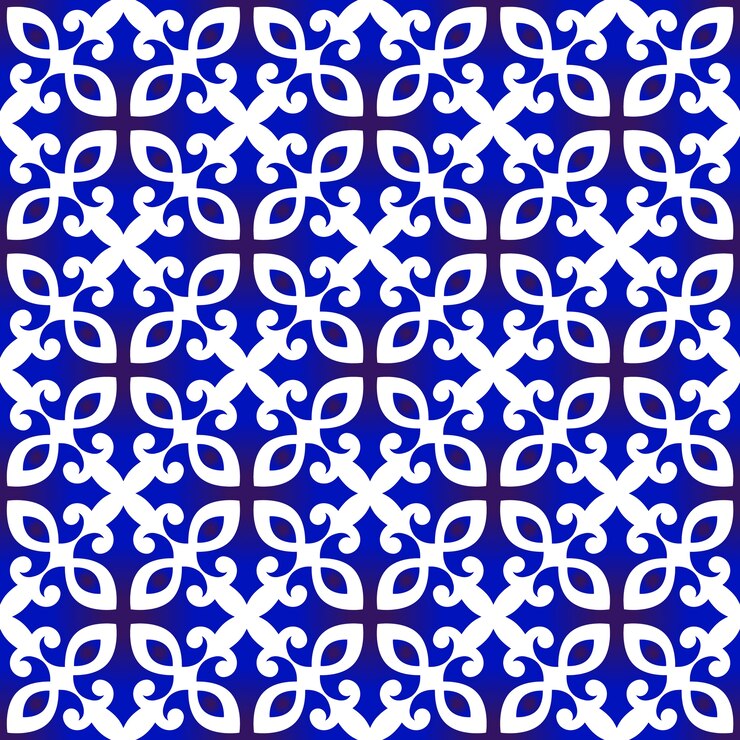Vector patrón chino azul y blanco