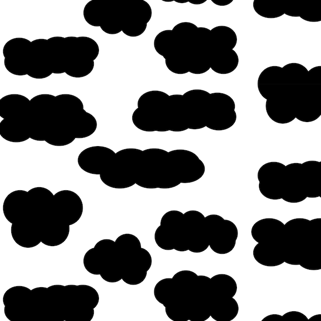 Patrón cielo nube negro Naturaleza cloudscape clima monocromo pronóstico nublado repetición Vector diseño plano ilustración