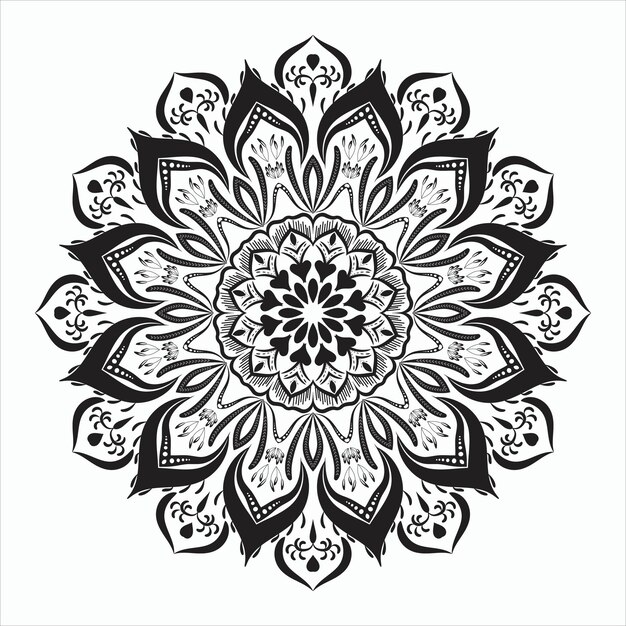 Patrón circular en blanco y negro forma de adorno de arte mandala en estilo étnico oriental