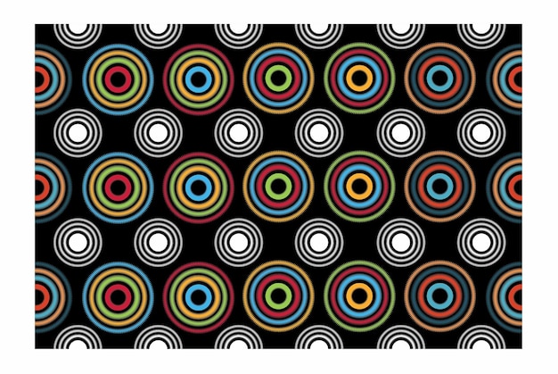 Patrón circular sin costuras Diseño de ilustración vectorial en fondo negro para tela o todas las impresiones