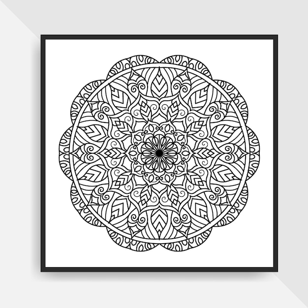 Vector patrón circular dibujado a mano ilustración de arte de línea de mandala para colorear página