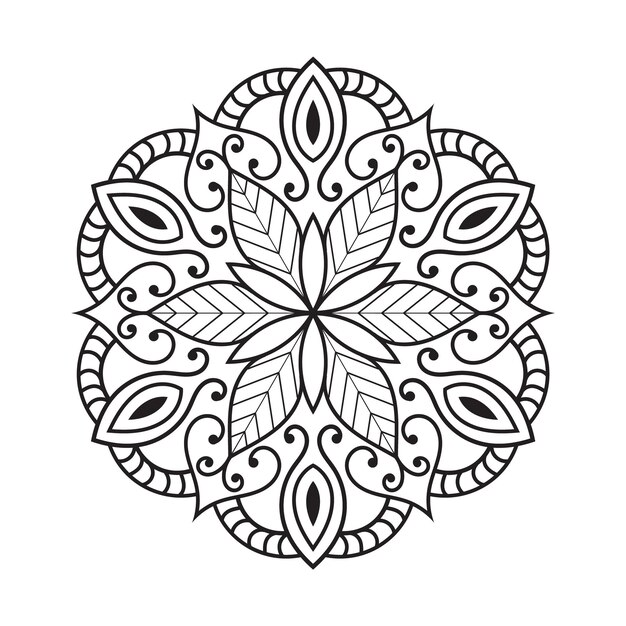 patrón circular étnico oriental de mandala con decoración de flores mandala de contorno árabe indio