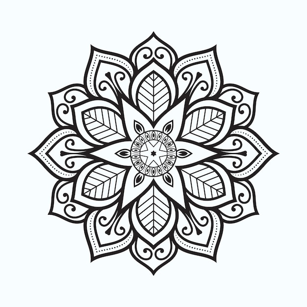 patrón circular étnico oriental de mandala con decoración de flores mandala de contorno árabe indio